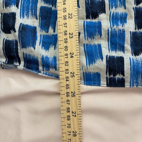 NIC+ZOE Blue White Abstract Print Cotton Top L/S Button Front Boho Workwear - 3X - Picture 6 of 11